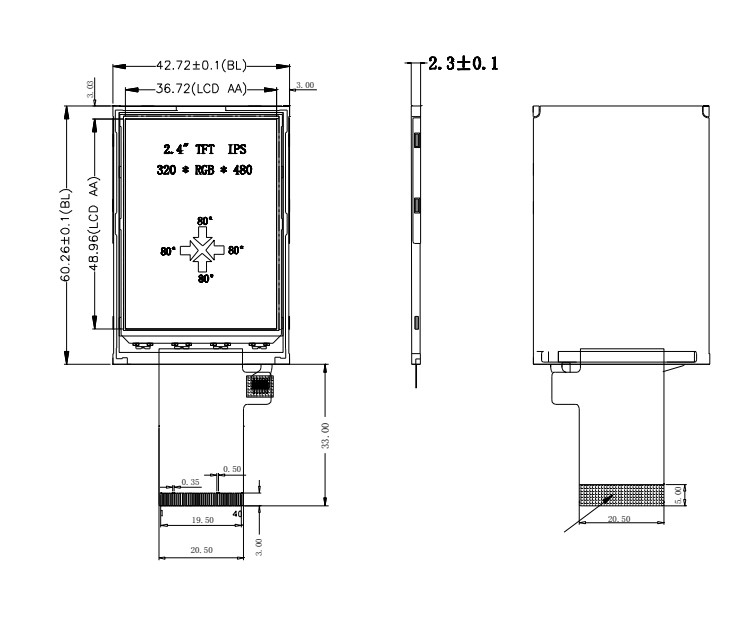 Nit Polcd 350 2,4 дисплей LCD интерфейса экрана касания 240x320 Tft дюйма 48.96mm MCU RGB