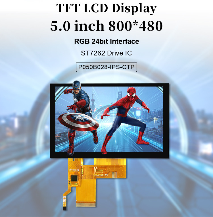 5 дюймовый Tft Lcd Капацитивный сенсорный экран Высокая яркость 800x480 разрешение Rgb интерфейс Ips