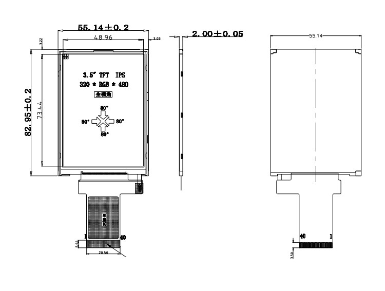 320x480 3,5 дюйма Tft LCD дисплей 18 бит параллельный RGB интерфейс Малый размер