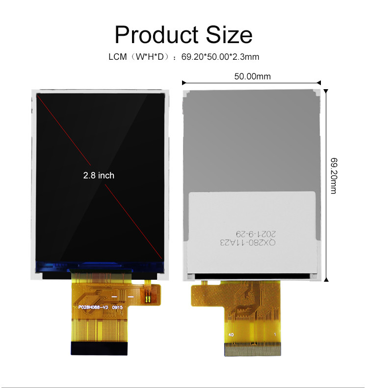 Polcd Цвета 265K 2,8 дюйма TFT модуль 57,6 мм Обычно белый интерфейс SPI Lcd tft модуль