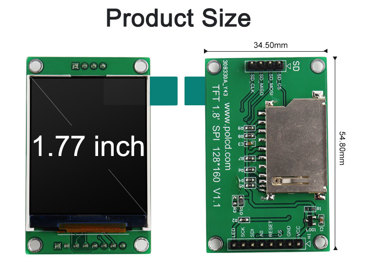 Polcd ST7262 1,77-дюймовый 24-битный ЖК-экран 128X160 TFT с сенсорным экраном 300 нит