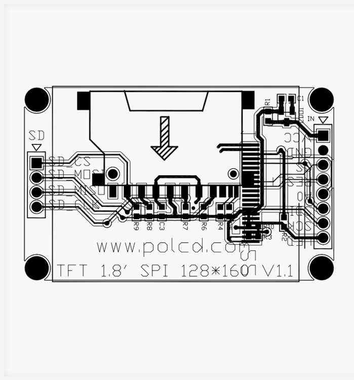 Polcd ST7262 1,77-дюймовый 24-битный ЖК-экран 128X160 TFT с сенсорным экраном 300 нит
