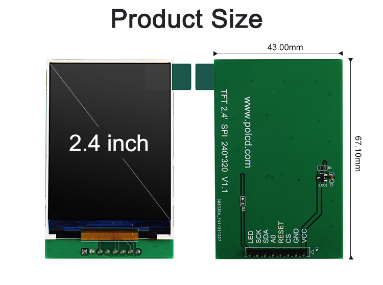 Polcd RoHS Color 262K Lcd Tft 2,4-дюймовая сенсорная панель ST7789V2 Tft