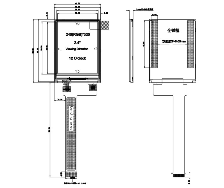 Polcd Black 8080 MCU 2,4-дюймовый Tft-дисплей 8 бит 2,4 Tft Spi 240x320