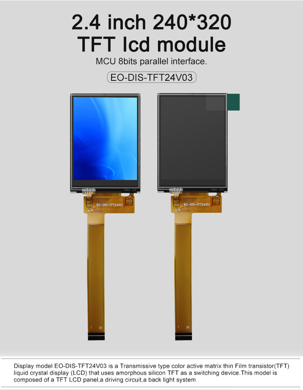 Polcd Black 8080 MCU 2,4-дюймовый Tft-дисплей 8 бит 2,4 Tft Spi 240x320