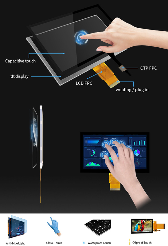 Polcd 7' Tft Lcd Panel 800x480 Капацитивный сенсорный экран RGB интерфейс 7 дюймовый LCD Модульный дисплей