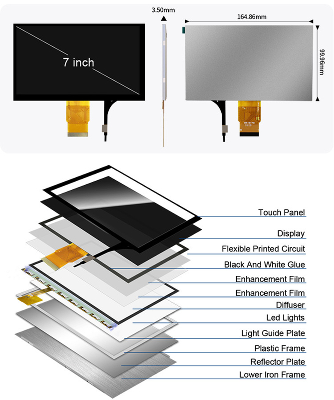 Polcd 7' Tft Lcd Panel 800x480 Капацитивный сенсорный экран RGB интерфейс 7 дюймовый LCD Модульный дисплей