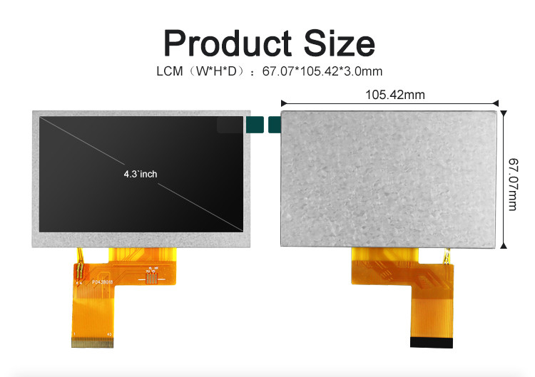 Polcd ST7262E43 Небольшой ЖК-дисплей Tft RGB 24 бит 4,3-дюймовый Tft Lcd 800x480