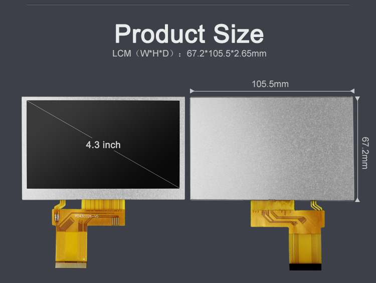 Polcd 4,3-дюймовый TFT LCD 480x272 Разрешение RGB интерфейс 4,3-дюймовый TFT LCD модульный панель