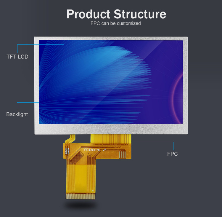 Polcd 4,3-дюймовый TFT LCD 480x272 Разрешение RGB интерфейс 4,3-дюймовый TFT LCD модульный панель