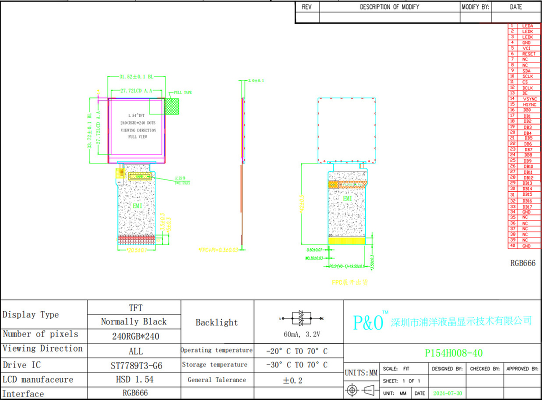Polcd 1,54 дюймовый IPS TN Micro TFT LCD модуль с светодиодным подсветкой 240x240 ST7789T3 Дисплейный экран с управляющим интерфейсом