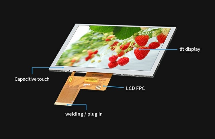 Polcd 5,0 дюйма TFT LCD панель 800 * 480 разрешение 500nits RGB интерфейс 5 