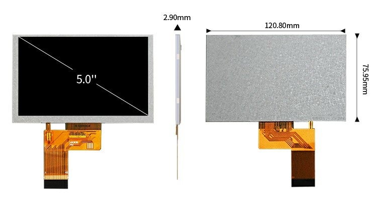Polcd 5,0 дюйма TFT LCD панель 800 * 480 разрешение 500nits RGB интерфейс 5 