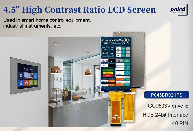 Polcd LCD Производитель 4,5-дюймовый 480x854 Gc9503v Rgb интерфейс Высокая яркость IPS TFT Экранная панель
