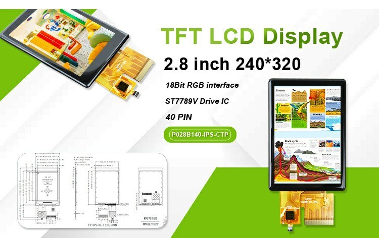Polcd Высокая яркость 500nit 2,8 дюйма LCD экран 240x320 RGB интерфейс IPS CTP Капацитивный сенсорный TFT дисплей