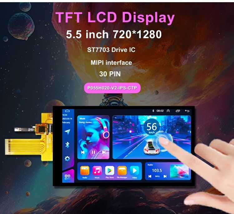 Polcd 5,5 дюйма IPS TFT LCD 720x1280 Полный угол просмотра с интерфейсом MIPI