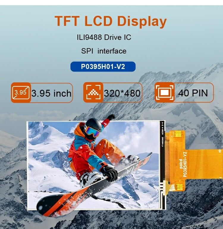 Polcd Custom 3,95 дюйма 320x480 Ips Tft Lcd RGB интерфейс Модуль жидкокристаллического дисплея с сенсорным интерфейсом