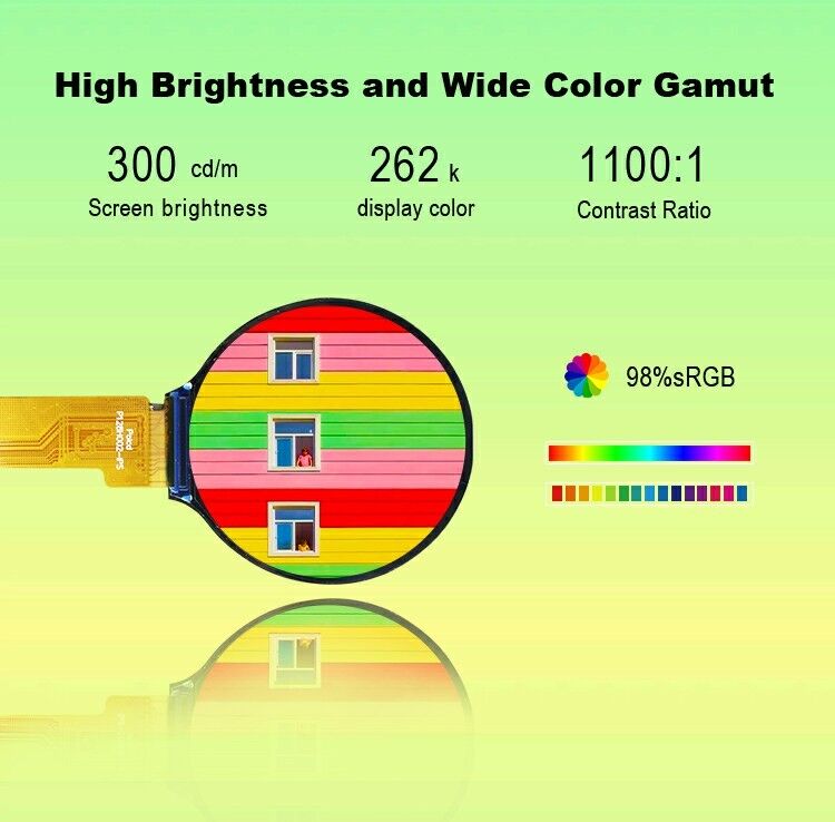 Polcd 1,28 дюйма 1,28 'Круглый цвет Кругообразный TFT дисплей 240x240 LCD GC9A01 Драйвер IPS LCD модуль