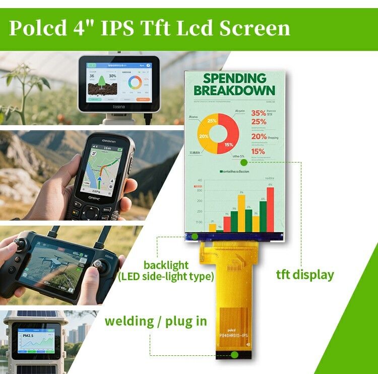 Polcd 4 дюймовый LCD 480*800 RGB интерфейс IPS просмотр дисплей Малый размер Lcd экран для промышленной области