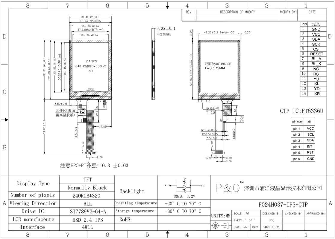 Polcd 2,4 дюйма 240*320 IPS LCD модуль полный вид CTP Капацитивный сенсорный панель Qvga 2.4 TFT дисплей