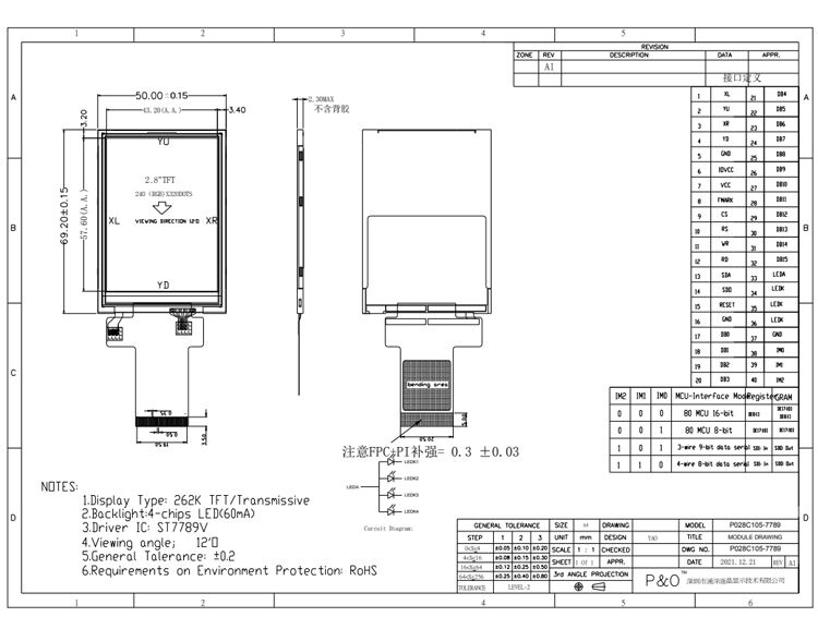 Polcd 2,8 дюйма TN TFT LCD дисплей с разрешением 240x320 Трансмиссивный MCU SPI ST7789V TFT LCD Модуль экрана