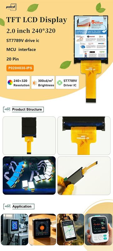 Polcd 2-дюймовый 240*320 IPS экран, трансмиссивный, ST7789V, 300 нит, 20-контактный модуль TFT LCD дисплея с интерфейсом MCU