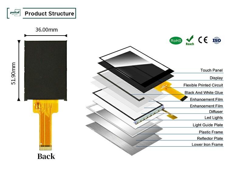Polcd жидкокристаллический дисплей 2.0 дюймовый Mini Full Color ST7789 MCU IPS Full Angle View 240x320 TFT LCD модуль