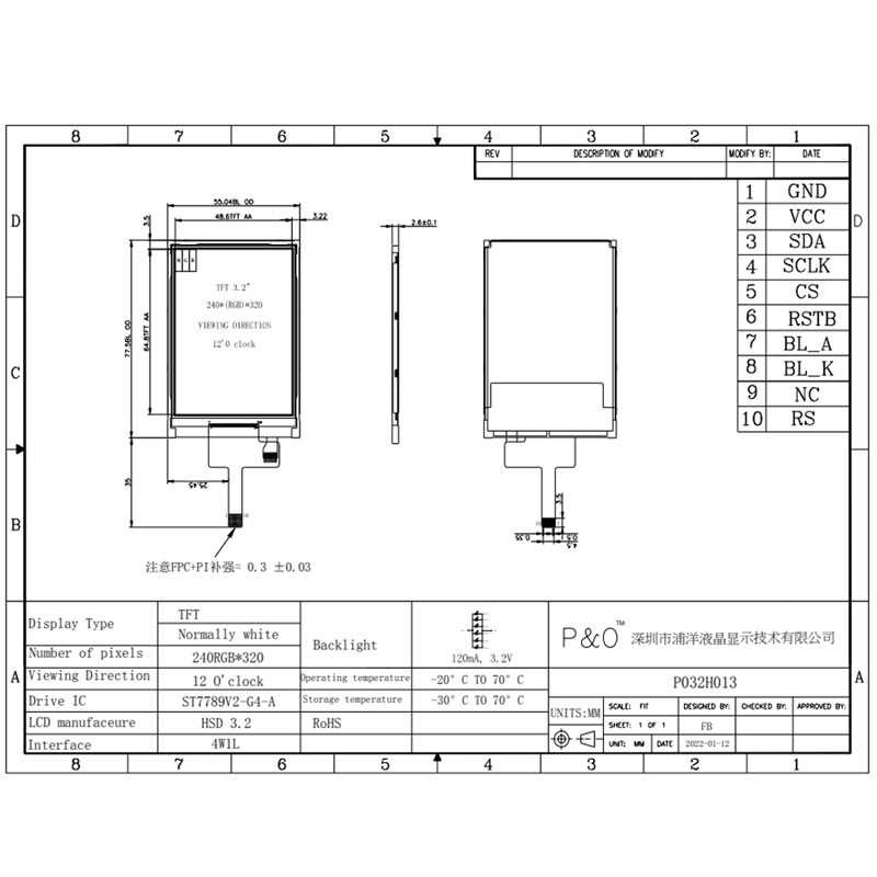 Polcd ST7789V 3,2-дюймовый сенсорный ЖК-монитор 320x240 с 4 линиями SPI высокой яркости ЖК-монитор