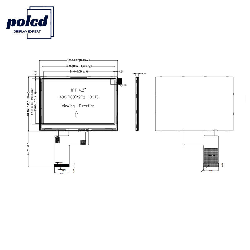 Polcd 4,3-дюймовый 480x272 Tft ЖК-дисплей RGB 24-битный сенсорный ЖК-дисплей