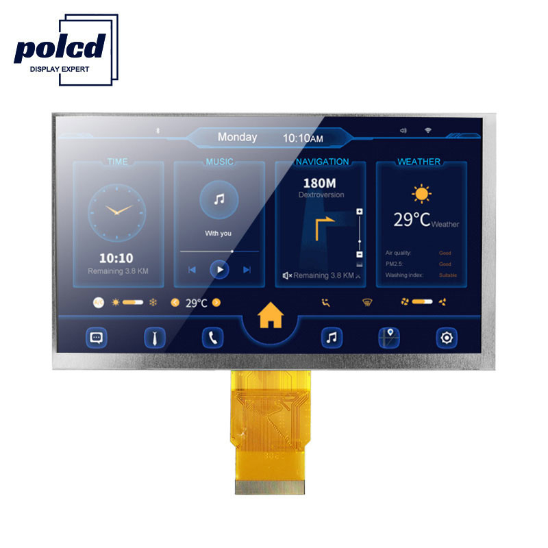 Polcd ISO9001 300 Nits 7-дюймовый сенсорный Tft Lcd RGB 24-битный 800x480 ЖК-дисплей